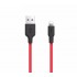 HOCO X21 USB to iPhone Lightning 2A Silikon Hızlı Şarj ve Data Kablosu (Siyah-Kırmızı)