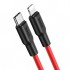 HOCO X21 Plus PD 20W Type-C to iPhone Lightning Silikon Hızlı Şarj ve Data Kablosu (Siyah-Kırmızı)