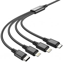 HOCO X76 4in1 Type-C + iPhone Lightning + Micro USB 2A Şarj Kablosu (Siyah)