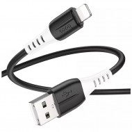 HOCO X82 iPhone Lightning to USB 2.4A Silikon Data ve Şarj Kablosu (Siyah)