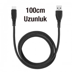 QC3.0 USB To Type-C İp Örgü Hızlı Şarj Kablosu 100 Cm