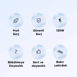 180° Dönebilen USB To Type-C 120W Hızlı Şarj Kablosu 1 Metre (Turuncu)
