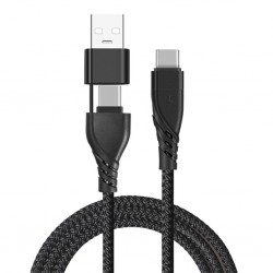 2in1 USB Type C To PD Kablosu+USB Kablo (Siyah)