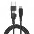 2in1 USB Type C To PD Kablosu+USB Kablo (Siyah)