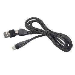 2in1 USB Type C To PD Kablosu+USB Kablo (Siyah)