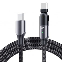USB Type-C Pd 60W Döner Başlıklı Hızlı Şarj Kablosu 2 Metre (Siyah)