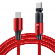 USB Type-C Pd 60W Döner Başlıklı Hızlı Şarj Kablosu 2 Metre (Kırmızı)