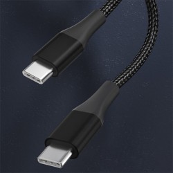 Usb Type-C PD 100W 5A Kevlar Hızlı Şarj ve Data Kablosu 1 Metre  (Siyah)