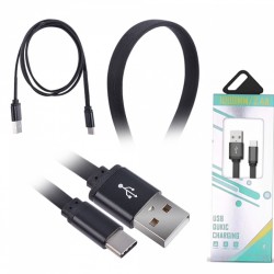 Usb Type-C Yumuşak Dokulu 2.4a Hızlı Şarj Usb Kablo 1 Metre (Siyah)