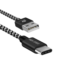 DUX DUCIS Usb Type C Kopmaz Yırtılmaz Usb kablo Hızlı Şarj 1 metre (Siyah-Gri)