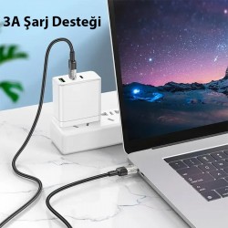 Hoco U129 Transparan Type-C to Type-C Data ve Şarj Kablosu 1m (Siyah)