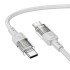 Hoco U129 Transparan Type-C to Type-C Data ve Şarj Kablosu 1m (Gri)