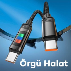 HOCO U126 Lantern 100W Type-C to Type-C Hızlı Data ve Şarj Kablosu (Siyah)