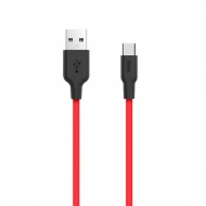 HOCO X21 USB to Type-C 3A Silikon Hızlı Şarj ve Data Kablosu (Siyah-Kırmızı)