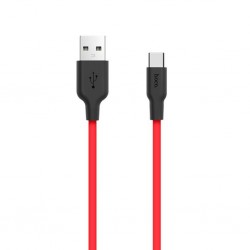 HOCO X21 USB to Type-C 3A Silikon Hızlı Şarj ve Data Kablosu (Siyah-Kırmızı)