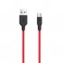 HOCO X21 USB to Type-C 3A Silikon Hızlı Şarj ve Data Kablosu (Siyah-Kırmızı)