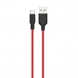 HOCO X21 Plus USB to Type-C 3A Silikon Hızlı Şarj ve Data Kablosu (Siyah-Kırmızı)