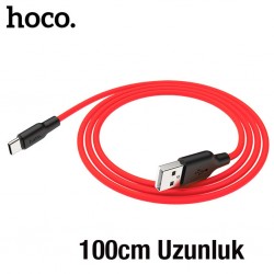 HOCO X21 Plus USB to Type-C 3A Silikon Hızlı Şarj ve Data Kablosu (Siyah-Kırmızı)