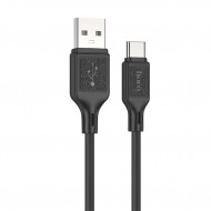 HOCO X90 USB to Type-C 3A Silikon Hızlı Şarj ve Data Kablosu (Siyah)