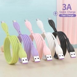 KUULAA Liquid Silicone USB Type C QC3.0 Hızlı Şarj Kablosu 1 Metre (Siyah)