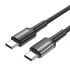 KUULAA Type C Type-C PD 60W QC4.0 Hızlı Şarj ve Data Kablosu 1 Metre (Siyah-Gri)