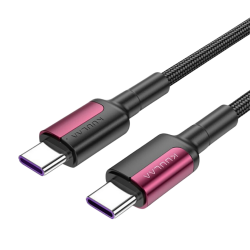 KUULAA Type C Type-C PD 60W QC4.0 Hızlı Şarj ve Data Kablosu 1 Metre (Siyah-Fuşya)