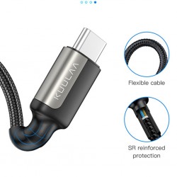 KUULAA Type C Type-C PD 60W QC4.0 Hızlı Şarj ve Data Kablosu 1 Metre (Siyah-Fuşya)