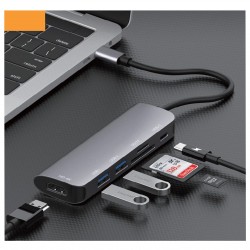 Nettech NT-0T04 USB + Hdmi + SD Kart To Type-C Dönüştürücü (Siyah)