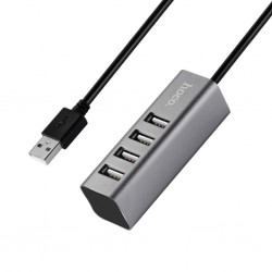HOCO HB1 80cm Kablolu 4 Portlu USB Çoğaltıcı HUB Adaptör (Füme)