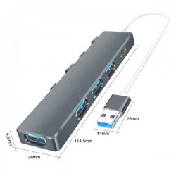 ADS-301A USB 3.0 to Type-C + USB 3.0 / 2.0 4-Port Hub Çoklayıcı Adaptör (Füme)