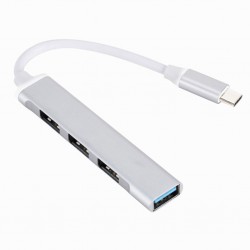 C-809 4in1 Type-C to USB Hub Adaptör Çevirici Dönüştürücü Çoğaltıcı (Gümüş)