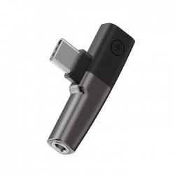 Mini 2in1 Type-C to 3.5mm Kulaklık + Type-c şarj Adaptöru (Siyah)