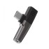 Mini 2in1 Type-C to 3.5mm Kulaklık + Type-c şarj Adaptöru (Siyah)