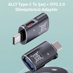 Type-C To Şarj + OTG 3.0 Dönüştürücü Adaptör (Siyah)