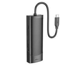 Hoco HB44 Type-C to HDMI + RJ45 + 100Mbps + SD/TF + USB3.0 + USB2.0 PD + 4K 30Hz Hub (Siyah)