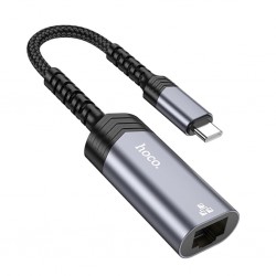 Hoco UA26 Type-c OTG RJ45 İnternet Adaptörü Dönüştürücü 100 Mbps (Gri)