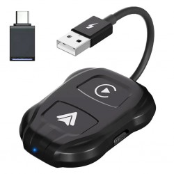 İPhone-Android Kablosuz Carplay Dongle 5Ghz Adaptör Çevirici USB+Type-C Adaptör (Siyah)