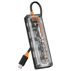 6in1 Type-c To USB3.0 + USB2.0 + Type-c PD 100W + HDMI + VGA + 3.5mm Çoğaltıc Transparanı Hub