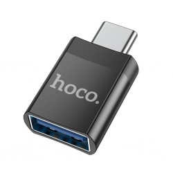 HOCO UA17 Erkek Type-C to Dişi USB Dönüştürücü Çevirici Adaptör (Siyah)