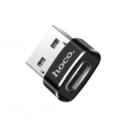 HOCO UA6 Erkek USB to Dişi Type-C Dönüştürücü Çevirici Adaptör (Siyah)