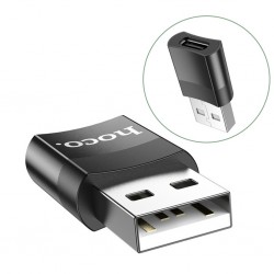 HOCO UA17 Dişi Type-C to Erkek USB Dönüştürücü Çevirici Adaptör (Siyah)