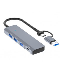 ADS-309D 4 Portlu USB+Type-C USB 3.0 Çoklayıcı Data HUB Adaptör (Füme)