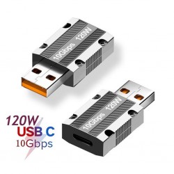 Macbook iPad 120W 10Gbps Type-C to USB OTG Adaptör Çevirici (Gümüş)