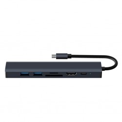 BYL-2303 7 IN 1 Type-C To USB Dönüştürücü Çoğaltıcı Hub (Siyah)