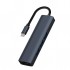 BYL-2302 5 IN 1 Type-C To USB Dönüştürücü Çoğaltıcı Hub (Füme)