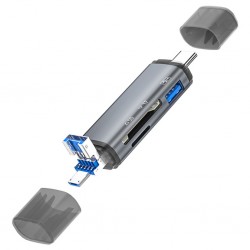 ADS-307 3 IN 1 USB + Micro USB + Type-c OTG Kart Okuyucu (Füme)