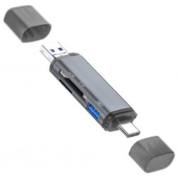 ADS-307 3 IN 1 USB + Micro USB + Type-c OTG Kart Okuyucu (Füme)