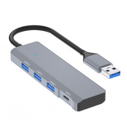 ADS-309A 4in1 USB to USB + Type-C Hub Adaptör Çevirici Dönüştürücü Çoğaltıcı (Füme)