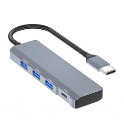 ADS-309C 4in1 Type-C to USB + Type-C Hub Adaptör Çevirici Dönüştürücü Çoğaltıcı  (Füme)