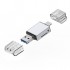 USB 3.0+Type-c+Lightning Sd Kart Okuyucu - Hızlı Card Reader (Gümüş)